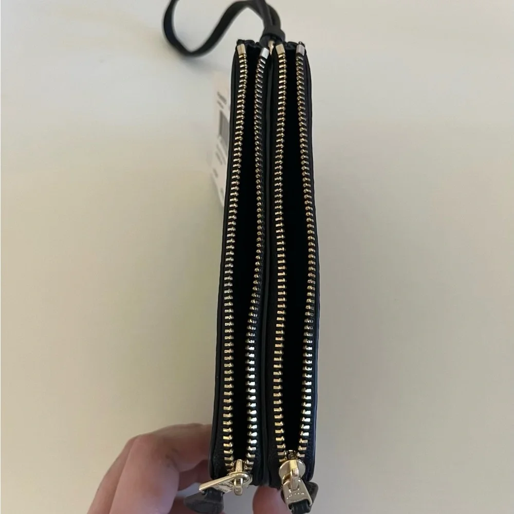 Coach Black Leather Double Zip Wristlet - Picture 4 of 6